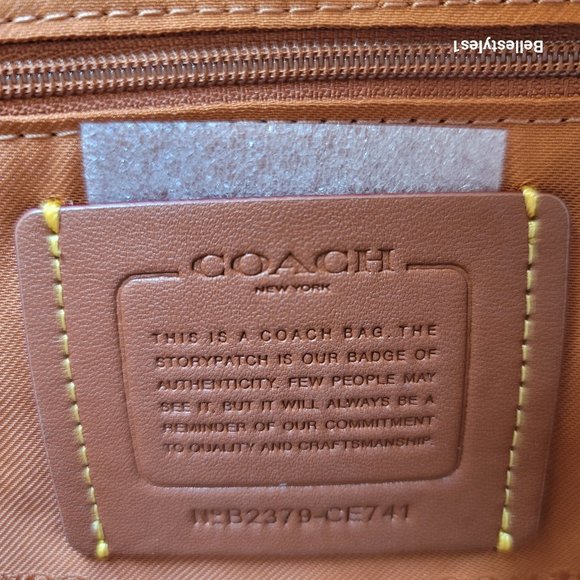 COACH Cara Pebbled Leather Satchel -Pool Color ⭐ - Picture 15 of 16